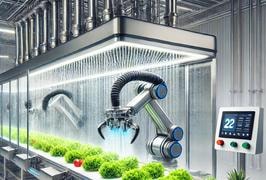 Robotic arm in SANICHILL automated sanitizing system