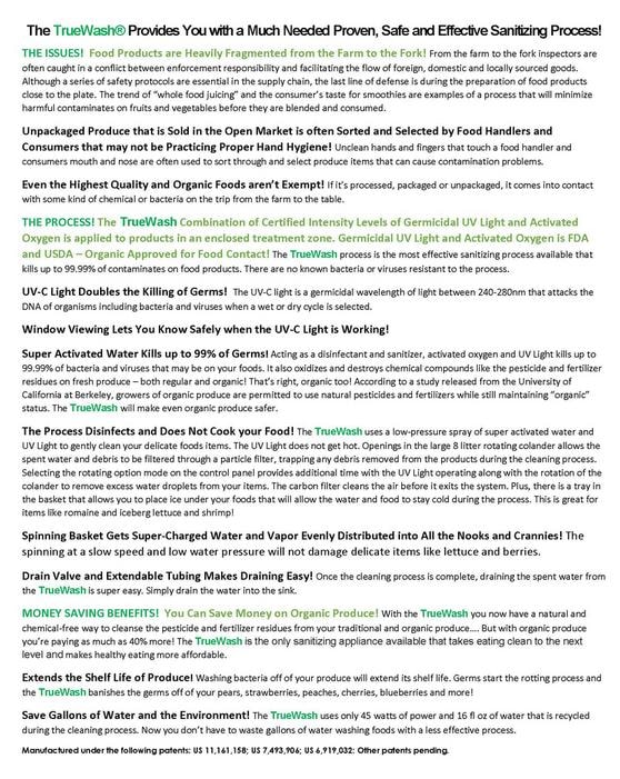 TrueWash sanitization process benefits and technology description document